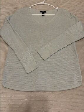 V-Neck Knit Women's Sweater - Light gray